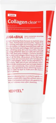 Пенка для умывания MEDIPEEL Aesthe Derma Lacto Collagen Clear с коллагеном, с кислотами AHA и BHA, 300 мл