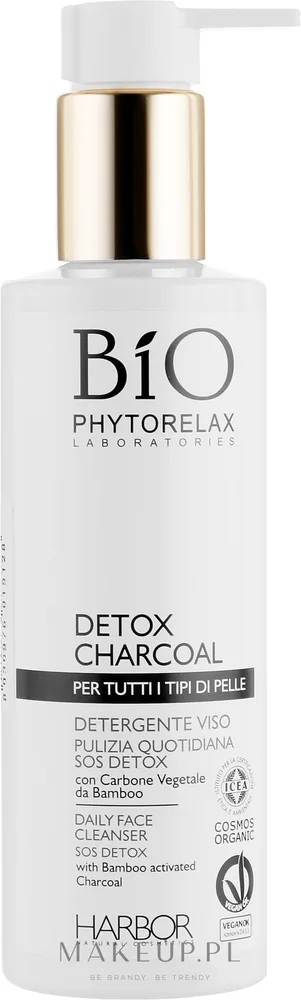 Phytorelax Laboratories Phytorelax Laboratories Bio Phytorelax Detox Charcoal Daily Face Cleanser Sos Detox - Очищающий гель для лица Phytorelax с активированным углём и алоэ Detox Charcoal, 200 мл