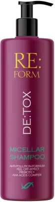 Шампунь мицеллярный Re:form De:tox Micellar Shampoo очищающий, с каолином и кислотами AHA, 400 мл