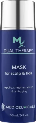 Маска для волос Mediceuticals MX Dual Therapy ревитализирующая, для волос и кожи головы, масла арганы и винограда, коэнзим Q10