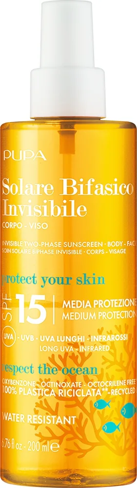 Крем солнцезащитный Pupa SPF 15 двухфазный для тела с витамином E 200 мл