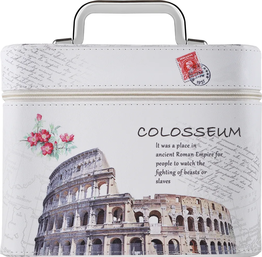 Косметичка Top Choice Colosseum XL 98857 белая с зеркалом 23х15х17 см