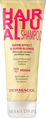 Шампунь для волос блонд Dermacol Hair Ritual Grow + Super Blonde Shampoo, с протеинами пшеницы и экстрактом ромашки, 250 мл