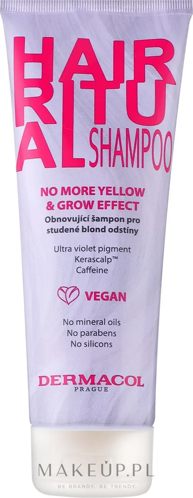 Шампунь для окрашенных волос Dermacol Hair Ritual No More Yellow + Grow Shampoo, против жёлтых тонов, 250 мл
