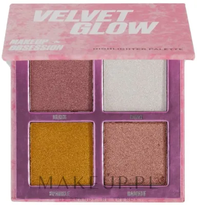Палетка хайлайтеров Makeup Obsession Velvet Glow Highlighter Palette 4 оттенка