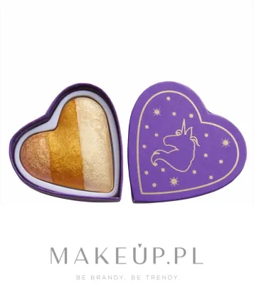 Хайлайтер для лица I Heart Revolution Midnight Unicorn Heart Hearts Highlighter трёхцветный, мерцающий, 10 г