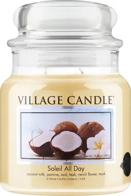 Village Candle Soleil All Day / Свеча в стекле, кокос, жасмин и уд, 389 г