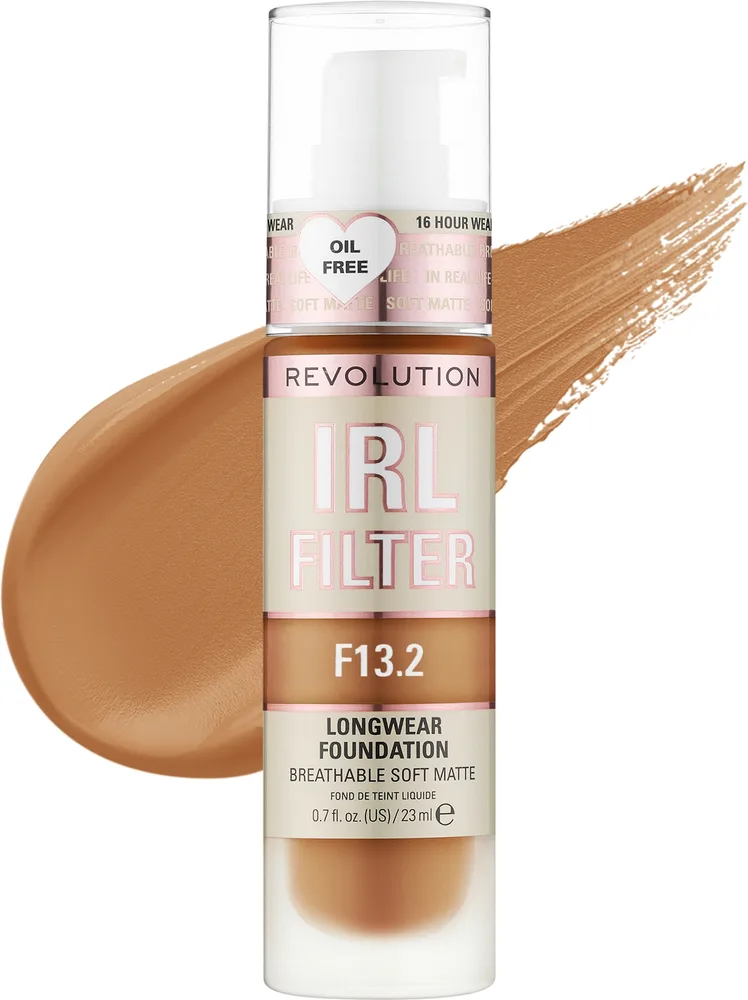 Тональная основа Makeup Revolution IRL Filter Longwear Foundation матирующая стойкая, 23 мл, оттенок F13.2