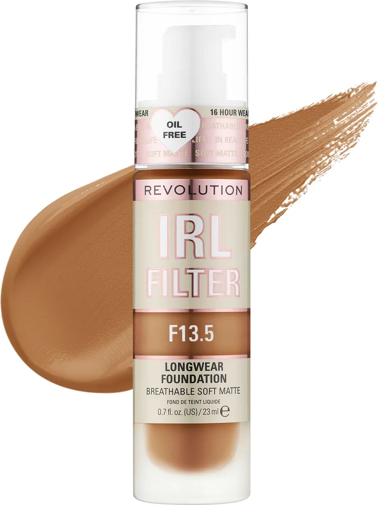 Тональная основа Makeup Revolution IRL Filter Longwear Foundation матирующая стойкая, 23 мл, оттенок F13.5