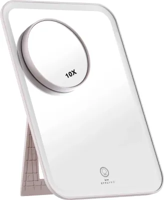 Зеркало дорожное Stylideas Stylpro со светодиодной подсветкой, с магнитным зеркальцем 10x, с зарядкой через USB, 1 шт