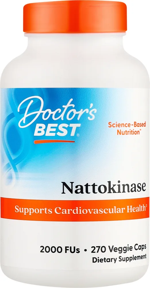 Биологически активная добавка Doctor's Best Nattokinase 2000 FU с ферментом из ферментированной сои в капсулах