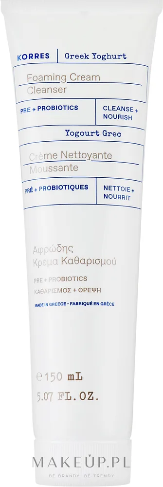 Кремовая пенка для умывания Korres Greek Yoghurt Foaming Cream Cleanser Pre+ Probiotics с пробиотиками, 75 мл / 150 мл
