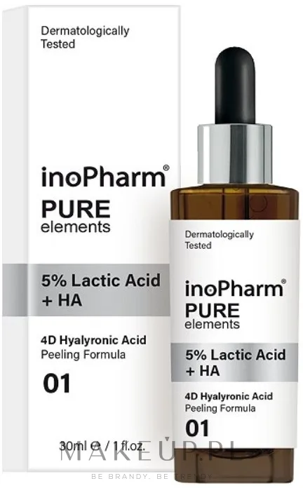 InoPharm InoPharm Pure Elements 5% Lactic Acid + HA Peeling - Отшелушивающий пилинг для лица с молочной и гиалуроновой кислотами, 30 мл