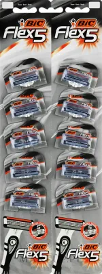 Станок для бритья мужской Bic Flex 5, пять лезвий, поворотная головка, 10 шт