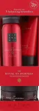 Пробный набор Rituals The Ritual of Ayurveda пенка для душа крем и скраб для тела с миндалем и розой 50+70+125 мл — фото 1