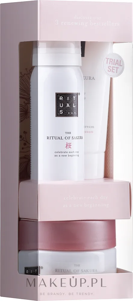 Пробный набор Rituals The Ritual of Sakura пенка для душа крем и скраб для тела с рисовым молочком 50+70+125 мл