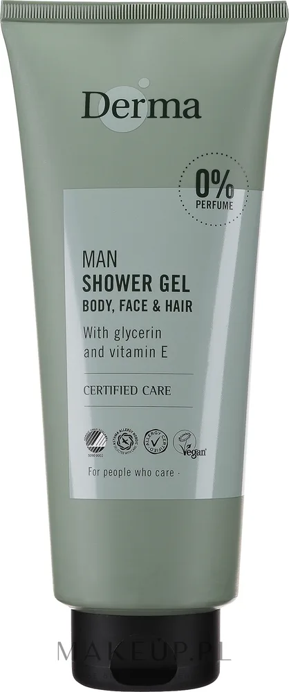Гель для душа, лица и волос 3 в 1 Derma Man Shower Gel Body Face & Hair Vegan, 350 мл