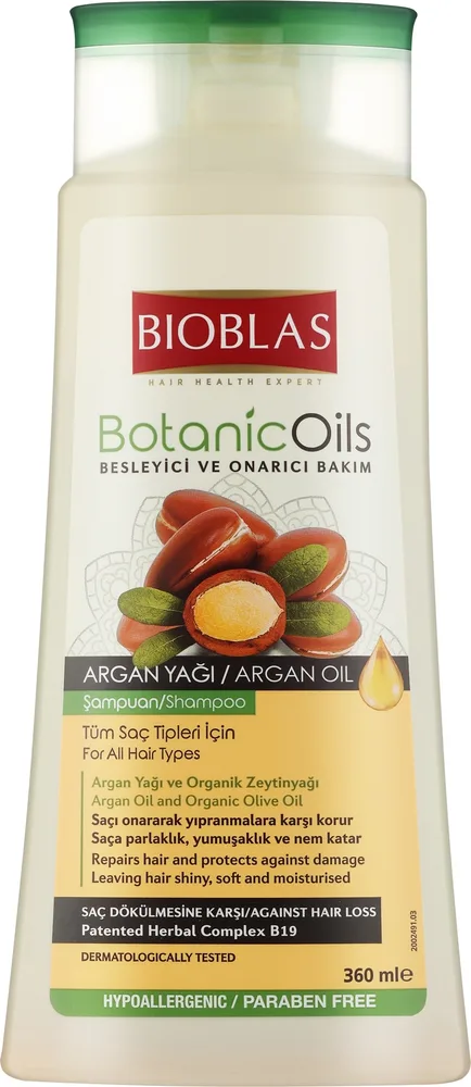 Шампунь Bioblas против выпадения волос с маслом арганы, мёдом и крапивой, 360 мл, Турция