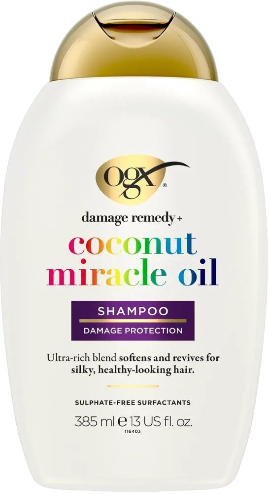 Шампунь OGX Coconut Miracle Oil для повреждённых волос, с кокосовым маслом, гарденией и ванилью, 385 мл
