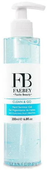 Гель для дезинфекции рук Faebey Clean and Go Hand Sanitizer Gel, с помпой, быстросохнущий, 1000 мл