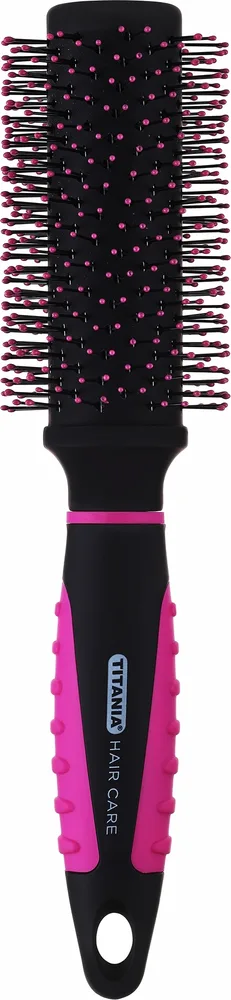Круглая щётка для укладки волос Titania Hair Care 23 см чёрно-розовая