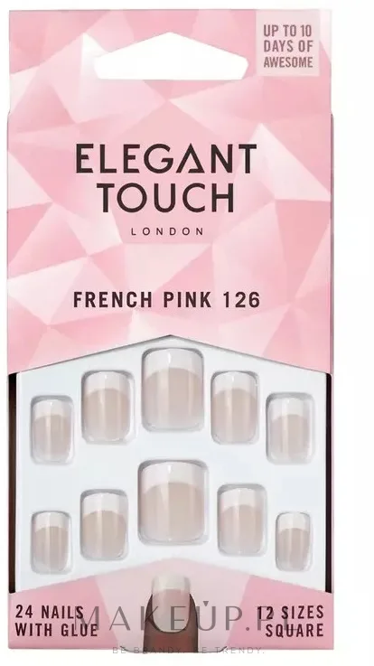 Накладные ногти Elegant Touch Natural French Pink 126 Short False Nails короткие, френч, 24 шт