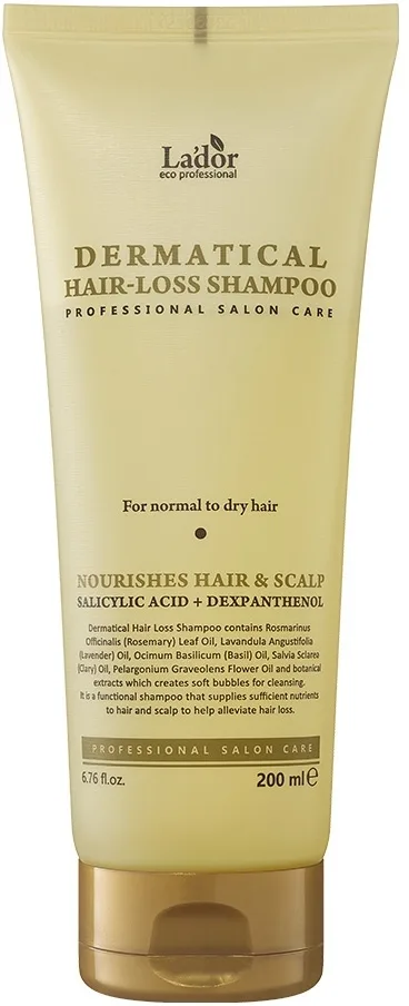 Шампунь против выпадения волос La'dor Dermatical Hair-Loss Shampoo, для нормальных и сухих волос, 200 мл