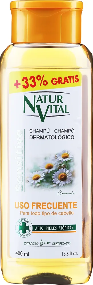 Шампунь Natur Vital Sensitive Camomila для частого применения, с алоэ, годжи и женьшенем, 300 мл