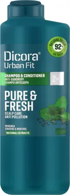 Шампунь-кондиционер против перхоти Dicora Urban Fit Shampoo &amp; Conditioner 2 In 1 Pure &amp; Fresh с ментолом, 400 мл