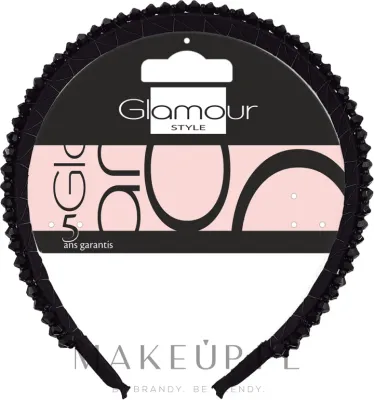 Ободок для волос Glamour 417511 с чёрными кристаллами, с тканевыми накладками на концах, 1 шт
