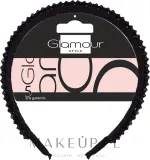 Ободок для волос Glamour 417511 с чёрными кристаллами, с тканевыми накладками на концах, 1 шт — фото 1