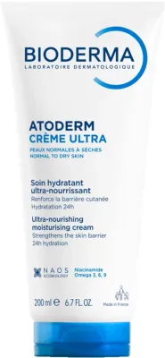 Bioderma Atoderm крем защитный для лица и тела Cream Ultra 200 мл, увлажняющий крем для сухой и чувствительной кожи с ниацинамидом