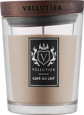 Vellutier Cafe Au Lait / Свеча в стекле, кофе арабика, молоко и ваниль, 225 г