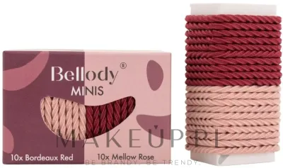 Резинки для волос Bellody Minis Hair Ties Mixed Package мини, волнистые, розовые и красные, 20 шт