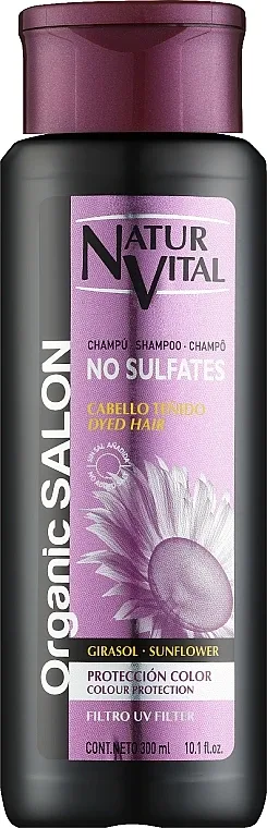 Шампунь Natur Vital Organic Salon для окрашенных волос, с подсолнечником и кератином, без сульфатов, 300 мл