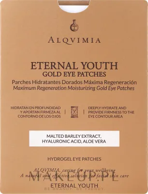 Патчи для кожи вокруг глаз Alqvimia Eternal Youth Gold Maximum Regeneration Eye Mask гидрогелевые, с частицами золота, 2 шт