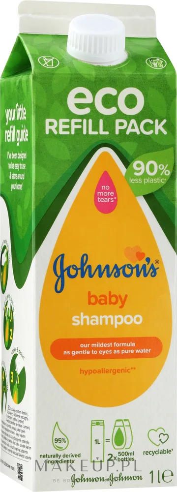 Детский шампунь Johnson's Baby Gold Refill без слёз, с кокосовыми ПАВ, экоформат, 1000 мл, Италия