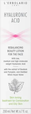 Набор L'Erbolario Hyaluronic Acid лосьон для лица и тканевые маски с гиалуроном и ниацинамидом 200 мл+4 шт