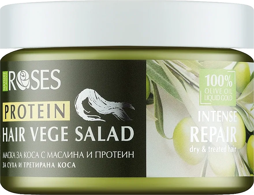 Маска для волос Nature of Agiva Roses с оливой и протеинами, кукуруза, пшеница, соя, пантенол, 350 мл