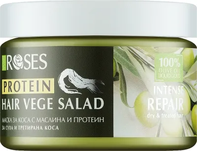 Маска для волос Nature of Agiva Roses с оливой и протеинами, кукуруза, пшеница, соя, пантенол, 350 мл