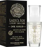 Эликсир для области вокруг глаз Bulgarian Rose Lady's Joy Luxury 24K Gold с розовой водой и эдельвейсом для зрелой кожи 30 мл — фото 2