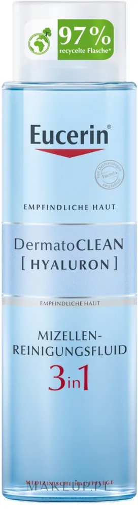 Eucerin DermatoCLEAN Hyaluron мицеллярная вода 3 в 1 для чувствительной кожи 400 мл, средство для снятия макияжа с гиалуроновой кислотой