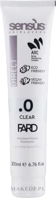 Sensus Direct Fard Clear .0 маска для волос осветляющая нейтральная с кератином, разбавление и поддержание оттенка, веганская, 200 мл