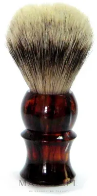 Помазок для бритья Golddachs Silver Tip Badger Plastic Tortie Havanna, барсучий ворс, пластиковая рукоять, чёрно-коричневый