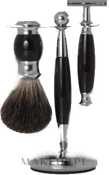 Набор для бритья Golddachs Pure Badger Safety Razor Polymer Black Chrome помазок из натурального ворса барсука станок безопасного типа и подставка черный полимер и хром