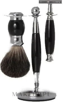 Набор для бритья Golddachs Pure Badger Safety Razor Polymer Black Chrome помазок из натурального ворса барсука станок безопасного типа и подставка черный полимер и хром