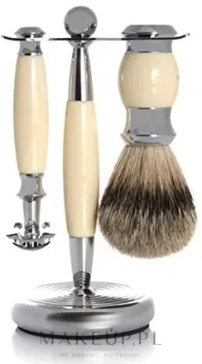 Набор для бритья Golddachs Pure Bristle Safety Razor Polymer Ivory Chrome помазок из натуральной щетины станок безопасного типа и подставка слоновая кость и хром