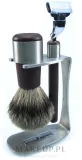Набор для бритья Golddachs Pure Bristle Wenge Wood Stainless Steel Mach3 помазок из натуральной щетины станок Gillette Mach 3 и подставка дерево венге и нержавеющая сталь — фото 1