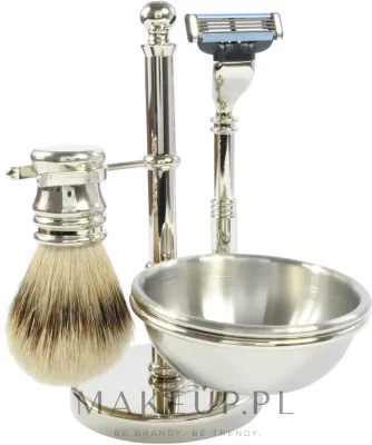 Набор для бритья Golddachs Pure Bristle Mach3 Soap Bowl Chrom помазок из натуральной щетины станок Gillette Mach 3 и подставка хром