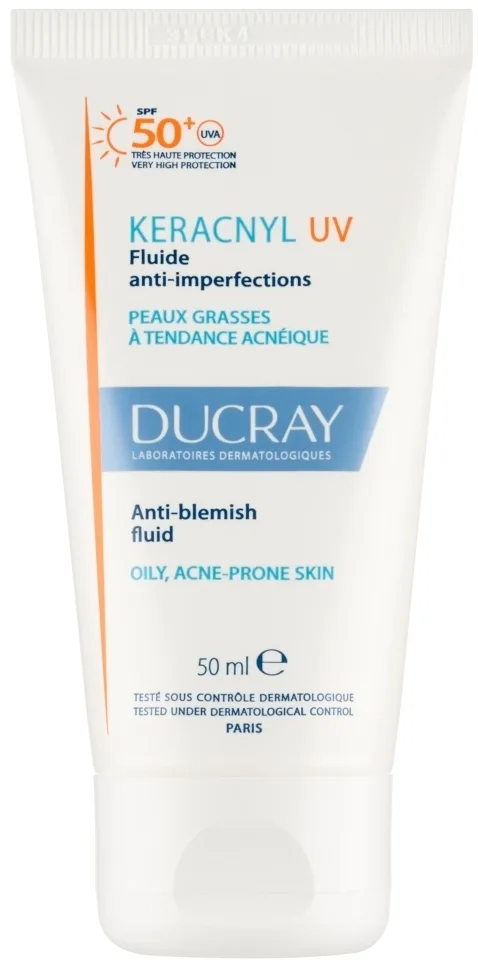 Флюид против несовершенств для лица Ducray Keracnyl UV Anti Blemish Fluid SPF50+, матирующий, 50 мл
